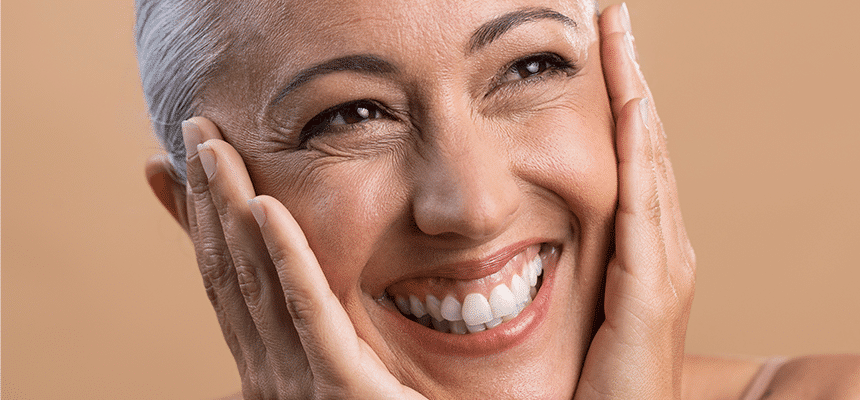 CellDerma Older Woman Face Smiling Happy Content Image