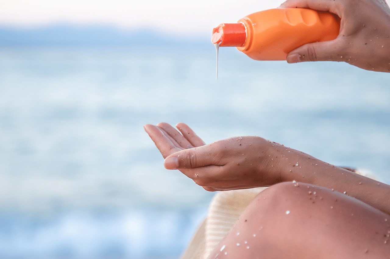 CellDerma Sunscreen on the Beach Being Applied Content Image