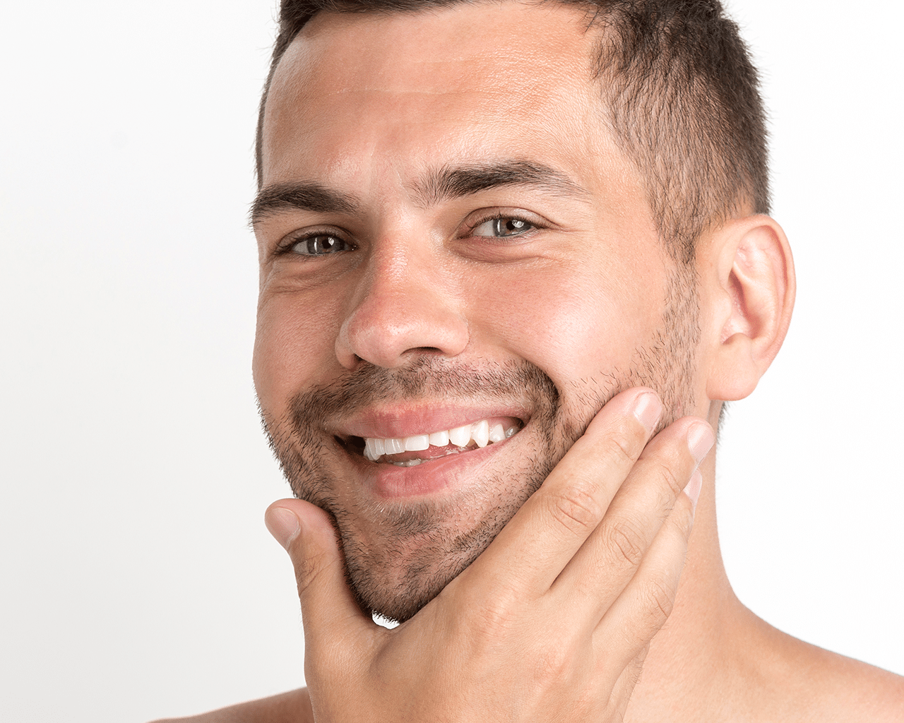 CellDerma Male Model Face Close Up Content Image