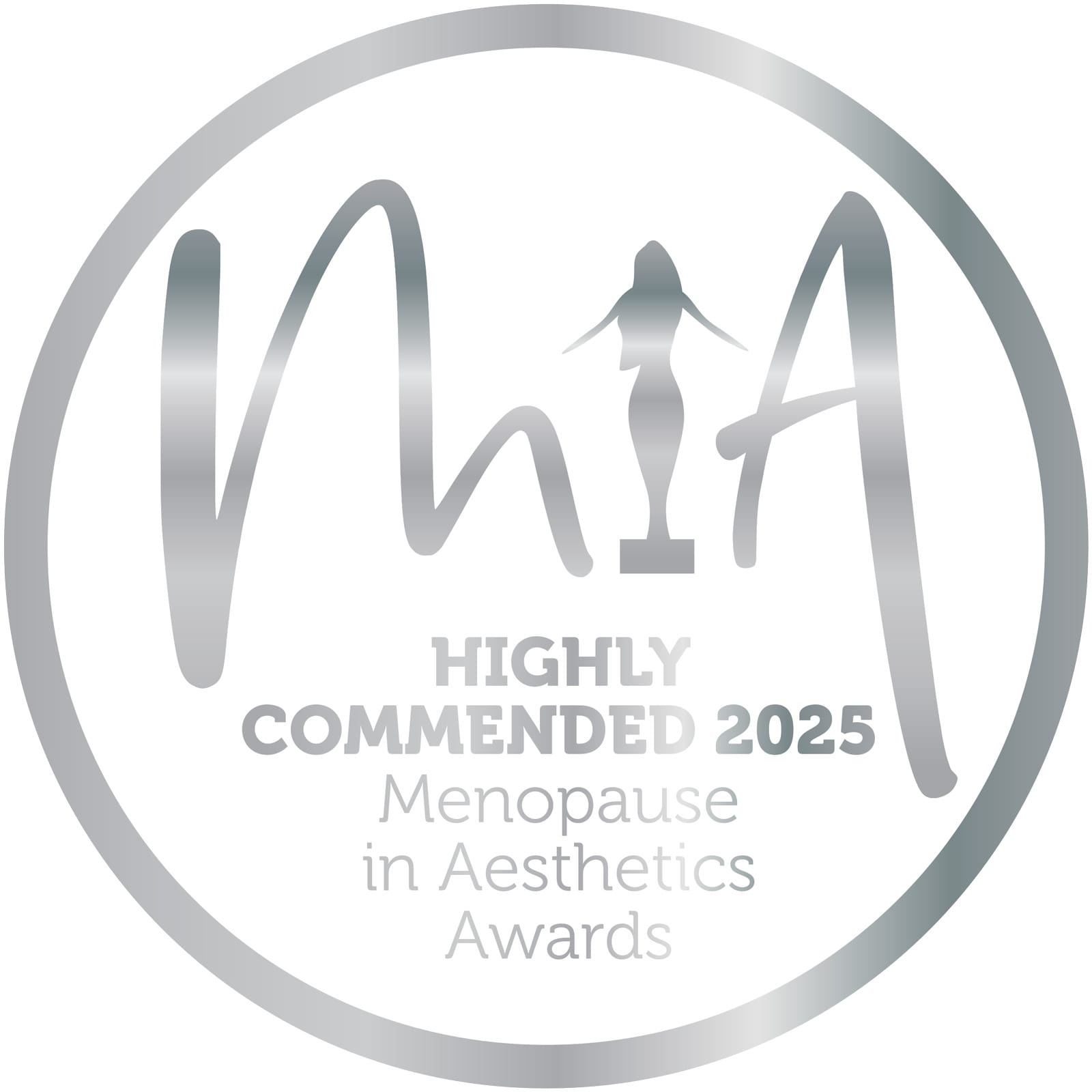 Menopause in Aesthetics highly commended award badge